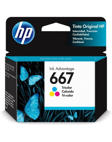 CARTUCHO HP TINTA 667 100 PÁGINAS TRICOLOR DESKJET PLUS INK ADVANTAGE 6000 ENTRE OTROS 4 CM - 1