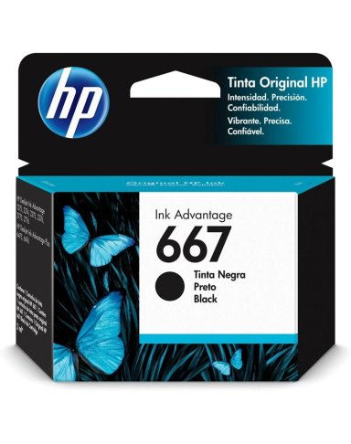 CARTUCHO HP TINTA ORIGINAL 667 120 PÁGINAS NEGRO DESKJET PLUS INK ADVANTAGE 6000 ENTRE OTROS 4 CM - 1