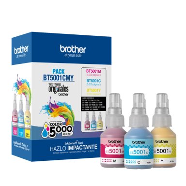 PACK TINTAS ORIGINALES BROTHER BT5001 CIAN MAGENTA AMARILLO - 1