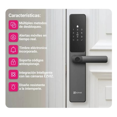 CERRADURA INTELIGENTE EZVIZ DL05 WI-FI HUELLA DIGITAL GRIS BLACK - 6