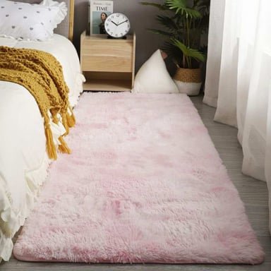 BAJADA DE CAMA ALFOMBRA PELUDA MEDIDA 1,20X0,60 ROSA - 2
