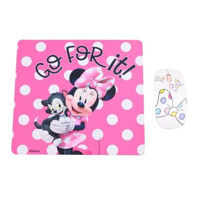 KIT MOUSE INALAMBRICO Y MOUSE PAD MINNIE 1 - 1