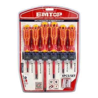 KIT 6 DESTORNILLADORES AISLADOS 1000V EMTOP ESSTJS061 - 1
