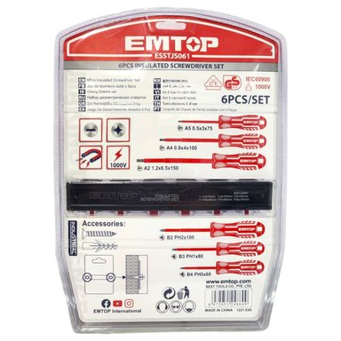 KIT 6 DESTORNILLADORES AISLADOS 1000V EMTOP ESSTJS061 - 6