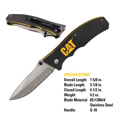 CUCHILLO CAT NAVAJA PLEGABLE 980002 PUNTA CURVA ACERO INOXIDABLE - 3