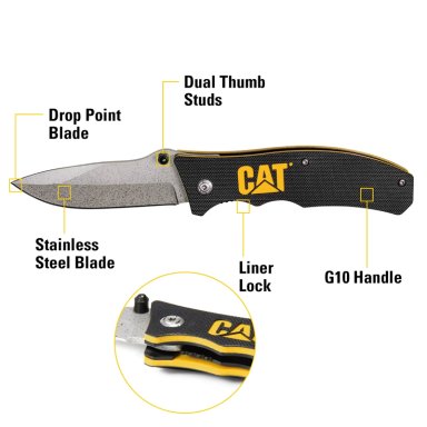 CUCHILLO CAT NAVAJA PLEGABLE 980002 PUNTA CURVA ACERO INOXIDABLE - 6