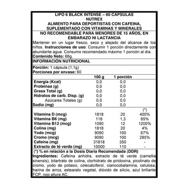 QUEMADOR DE GRASA NUTREX LIPO 6 BLACK INTENSE 60 CAPS - 3