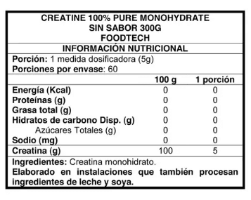CREATINA FOODTECH 100% PURE MONOHYDRATED 60 SVS - 2