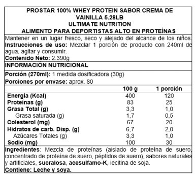 SUPLEMENTO ULTIMATE NUTRITION PROSTAR 100% WHEY PROTEIN VAINILLA 5 LB - 2