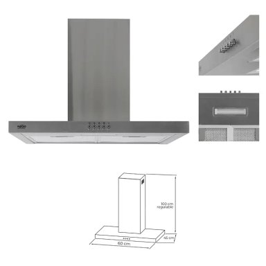 KIT ENCIMERA A GAS 4 QUEMADORES + HORNO 60 LITROS CON SPIEDO + CAMPANA DECORATIVA RECTANGULAR - 5