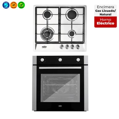 KIT ENCIMERA A GAS 4 QUEMADORES + HORNO 60 LITROS CON SPIEDO - 1