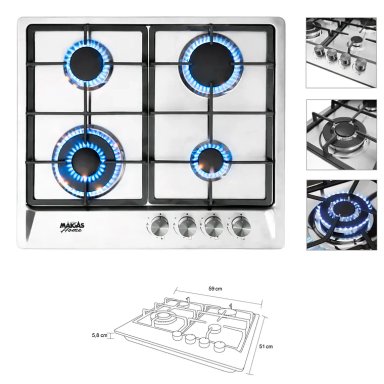 KIT ENCIMERA A GAS 4 QUEMADORES + HORNO 60 LITROS CON SPIEDO - 4