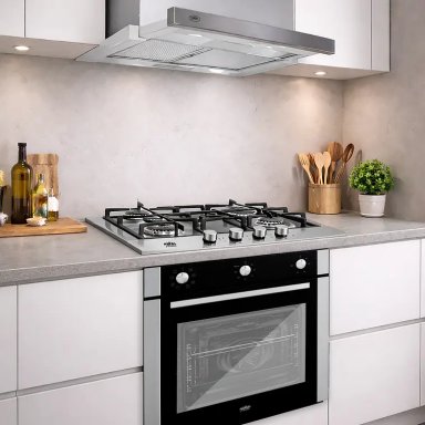 KIT ENCIMERA A GAS 4 QUEMADORES + HORNO 60 LITROS CON SPIEDO + CAMPANA RETRACTIL - 3