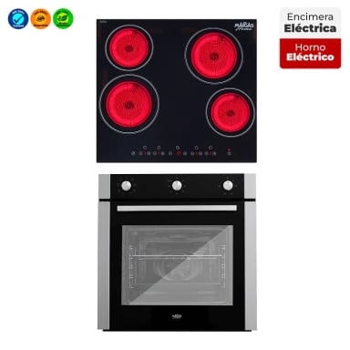 KIT ENCIMERA ELE CTRICA VITROCERAMICA 4 QUEMADORES + HORNO 60 LITROS CON SPIEDO - 1