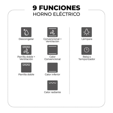 KIT ENCIMERA ELE CTRICA VITROCERAMICA 4 QUEMADORES + HORNO 60 LITROS CON SPIEDO - 2