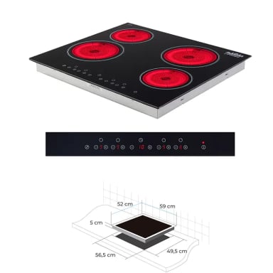 KIT ENCIMERA ELE CTRICA VITROCERAMICA 4 QUEMADORES + HORNO 60 LITROS CON SPIEDO - 5