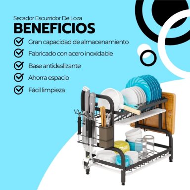 SECADOR ESCURRIDOR DE LOZA PLATOS 2 NIVELES - 4