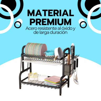SECADOR ESCURRIDOR DE LOZA PLATOS 2 NIVELES - 6