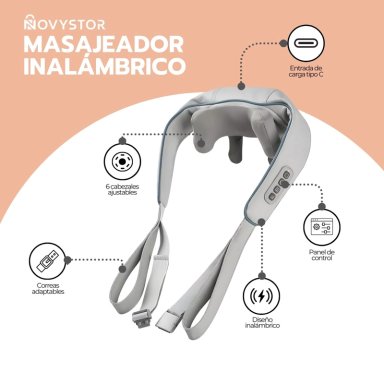 MASAJEADOR NOVYSTOR INALÁMBRICO CUELLO Y CERVICAL CON CALOR - 2