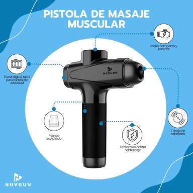 PISTOLA MASAJES NOVYSTOR DESCONTRACTURANTE GUN KINE + 12 CABEZALES - 4