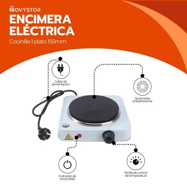 COCINILLA ELE CTRICA PORTATIL 1 PLATO 155MM ACERO INOX - 4