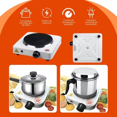 COCINILLA ELE CTRICA PORTATIL 1 PLATO 155MM ACERO INOX - 9