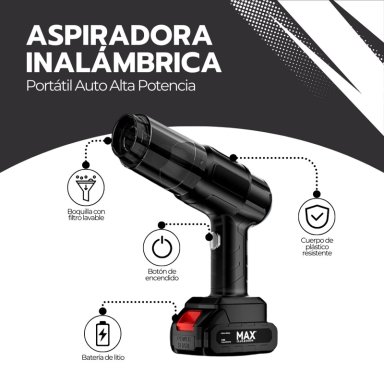 ASPIRADORA INALAMBRICA PORTATIL AUTO ALTA POTENCIA 13000MAH - 3