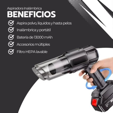 ASPIRADORA INALAMBRICA PORTATIL AUTO ALTA POTENCIA 13000MAH - 4