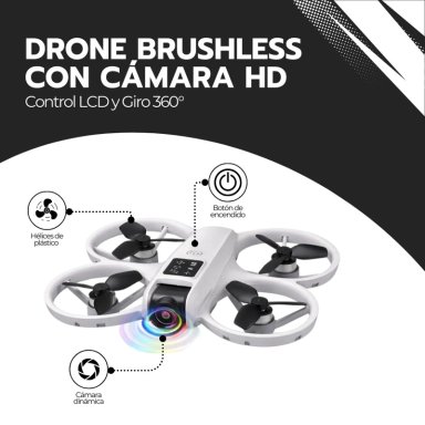 DRONE BRUSHLESS CON CAMARA HD, CONTROL LCD Y GIRO 360° - 3