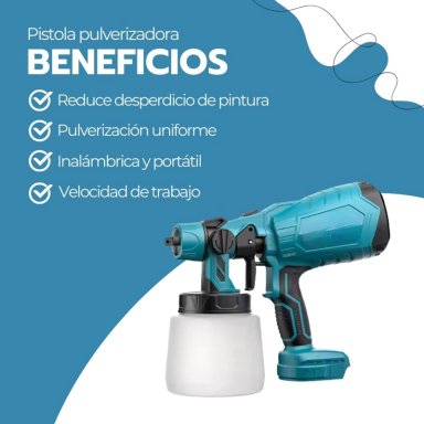 PISTOLA PULVERIZADORA DE PINTURA INALAMBRICA PORTATIL AZUL - 4