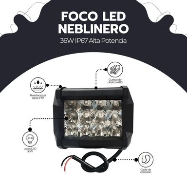 FOCO LED NEBLINERO 36W IP67 ALTA POTENCIA PARA VEHICULOS - 4