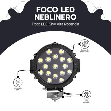 FOCO LED 51W ALTA POTENCIA IMPERMEABLE CON BASE UNIVERSAL - 4