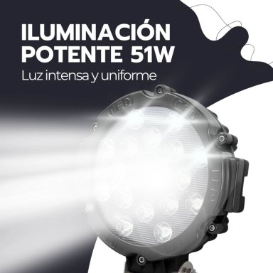 FOCO LED 51W ALTA POTENCIA IMPERMEABLE CON BASE UNIVERSAL - 7
