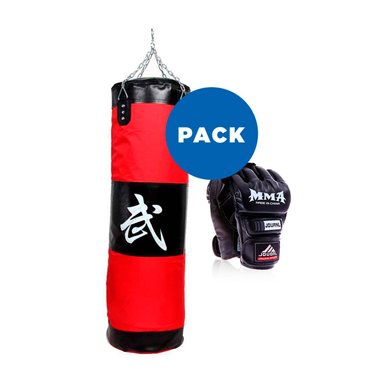 PACK SACO DE BOXEO 45 KG LLENO 180 CM X 25 KG + GUANTES MMA - 1