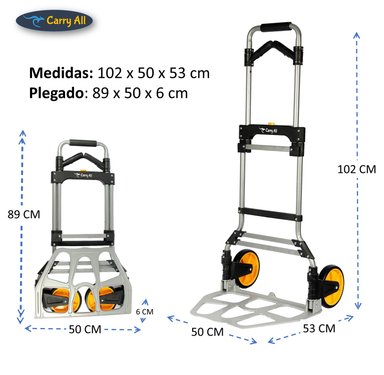 CARRO DE CARGA PLEGABLE TIPO YEGUA 150 KILOS MANILLAS - 2