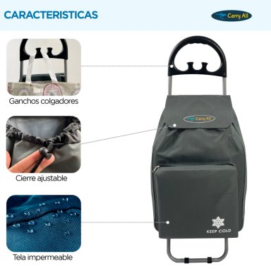 CARRITO DE COMPRAS PLEGABLE GLASGOW 47 LITROS GRIS - 2