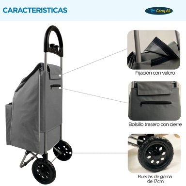 CARRITO DE COMPRAS PLEGABLE GLASGOW 47 LITROS GRIS - 3