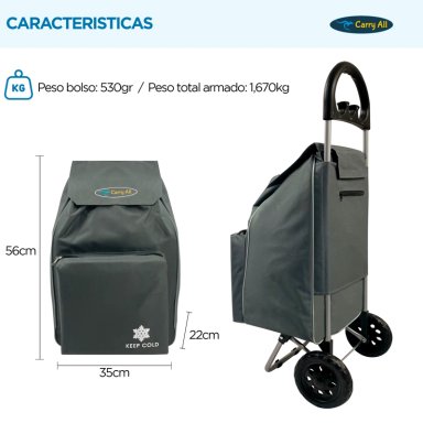 CARRITO DE COMPRAS PLEGABLE GLASGOW 47 LITROS GRIS - 5