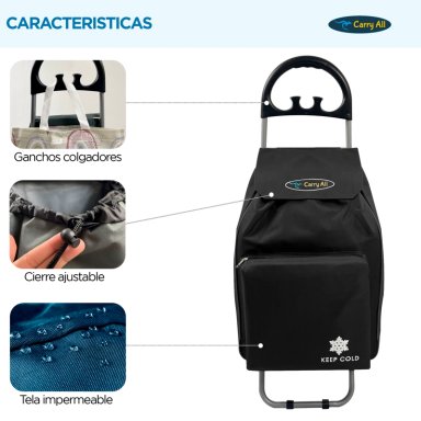 CARRITO COMPRAS CARRY ALL PLEGABLE GLASGOW 47 LITROS NEGRO - 2