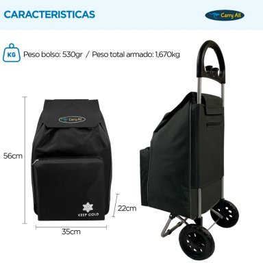 CARRITO COMPRAS CARRY ALL PLEGABLE GLASGOW 47 LITROS NEGRO - 4