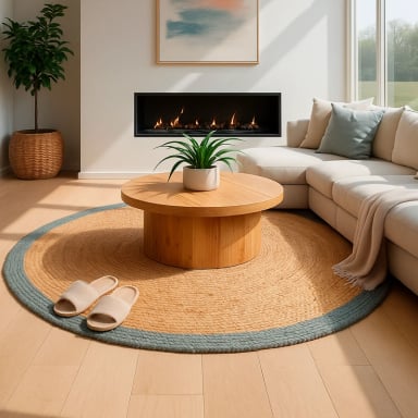 ALFOMBRA REDONDA BAZHARS  JUTE NAV BK 080 RND 200X200 CM BEIGE - 8