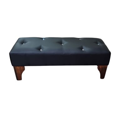 BANQUETA MUEBLES RIMAR BOTONE NEGRO ECO CUERO DIAMANTE - 1