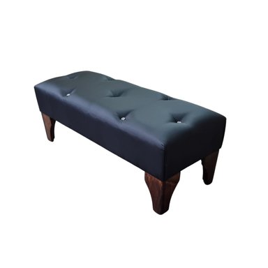 BANQUETA MUEBLES RIMAR BOTONE NEGRO ECO CUERO DIAMANTE - 3