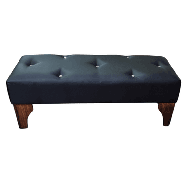 BANQUETA MUEBLES RIMAR BOTONE NEGRO ECO CUERO DIAMANTE - 4