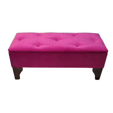 BANQUETA MUEBLES RIMAR BAUL BOTONE FUCSIA FELPA 105X40X45X20 - 1