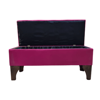 BANQUETA MUEBLES RIMAR BAUL BOTONE FUCSIA FELPA 105X40X45X20 - 4