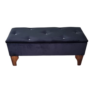 BANQUETA MUEBLES RIMAR BAUL DIAMANTE NEGRO FELPA 105X40X45X20 - 1