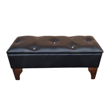 BANQUETA MUEBLES RIMAR BAUL DIAMANTE NEGRO ECO CUERO 105X40X45X20 - 1