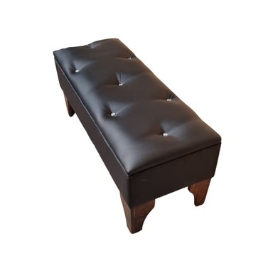 BANQUETA MUEBLES RIMAR BAUL DIAMANTE NEGRO ECO CUERO 105X40X45X20 - 3