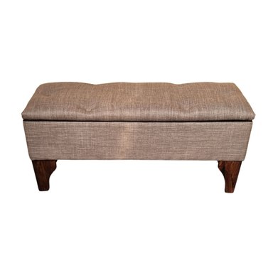 BANQUETA MUEBLES RIMAR BAUL BOTONE CANELA LINO 105X40X45X20 - 4